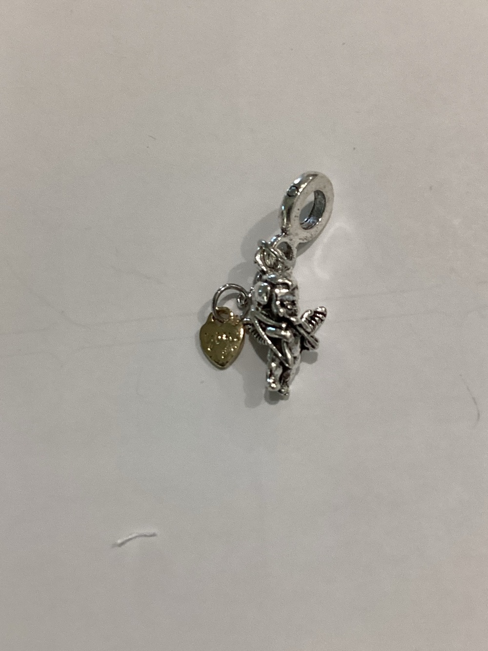 Silver Cupid and Gold Heart Charm Pendant - Women Other